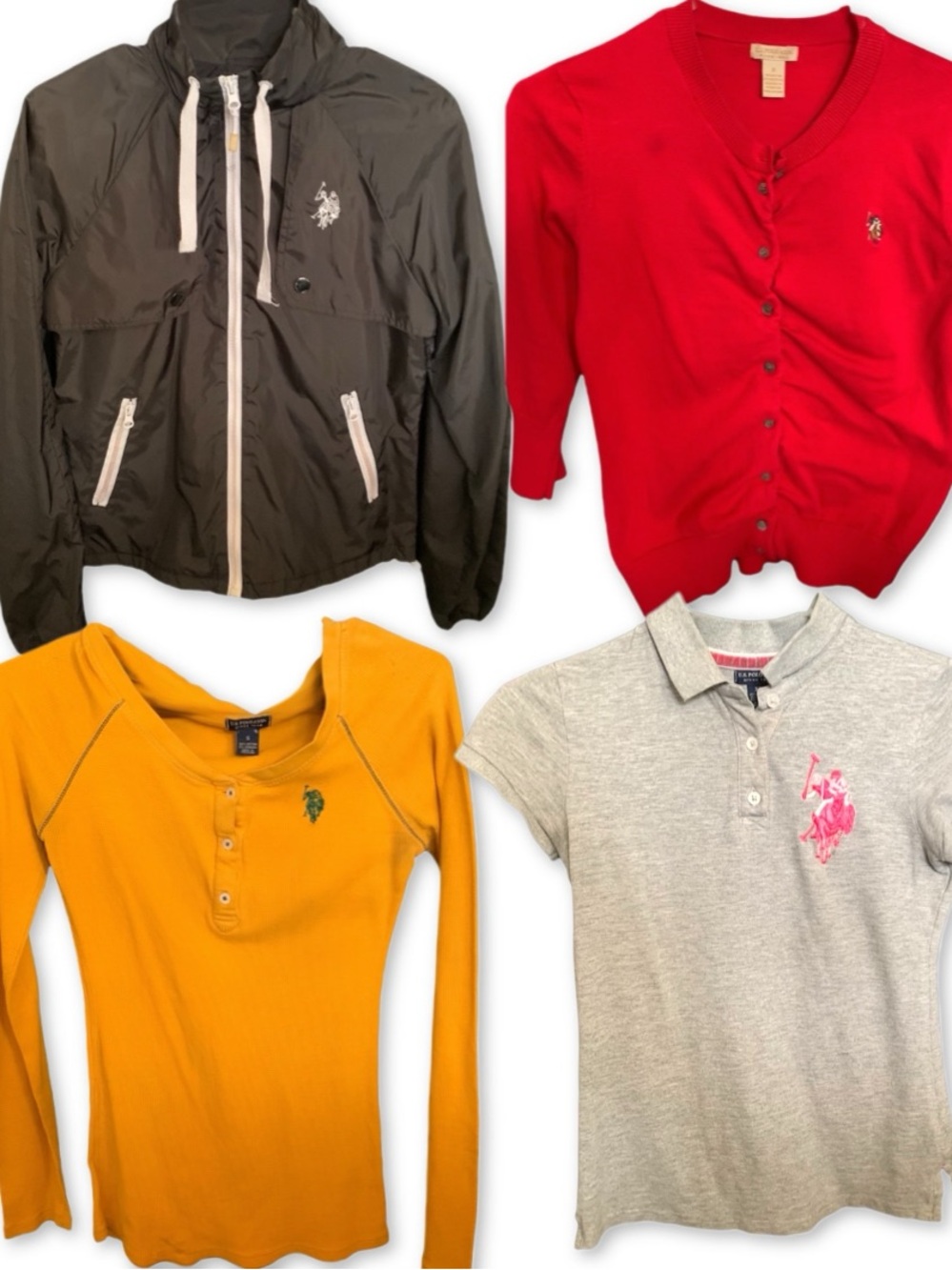 U.S. Polo Assn Bundle - 4 Pc Lot Jacket Cardigan Henley Polo Shirts S XS